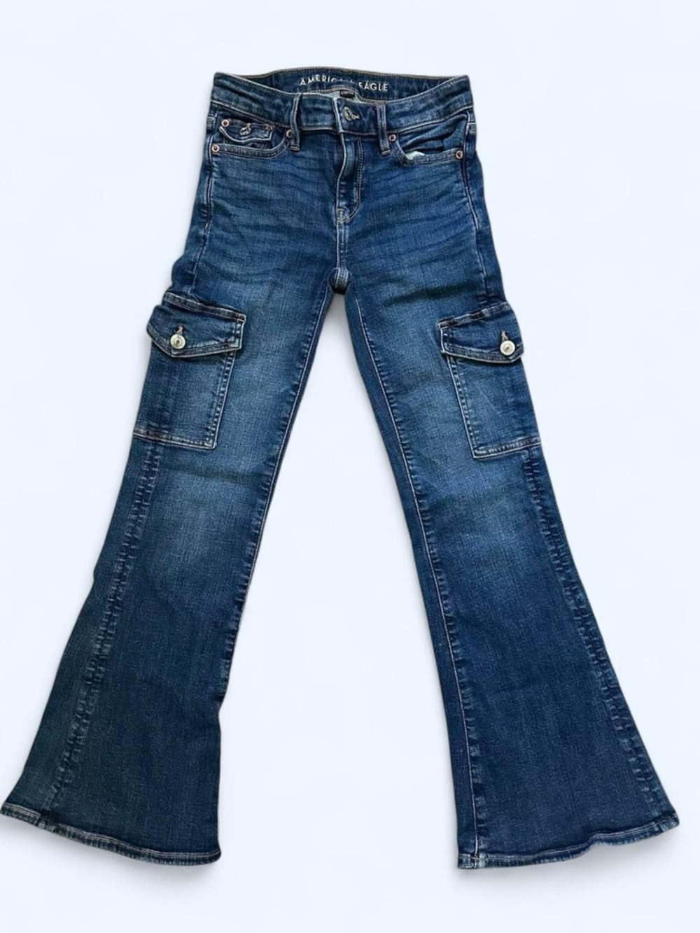 American Eagle Low Rise Flare Cargo Jeans